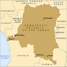 Map showing DRC and Congo Map of DRC and Congo