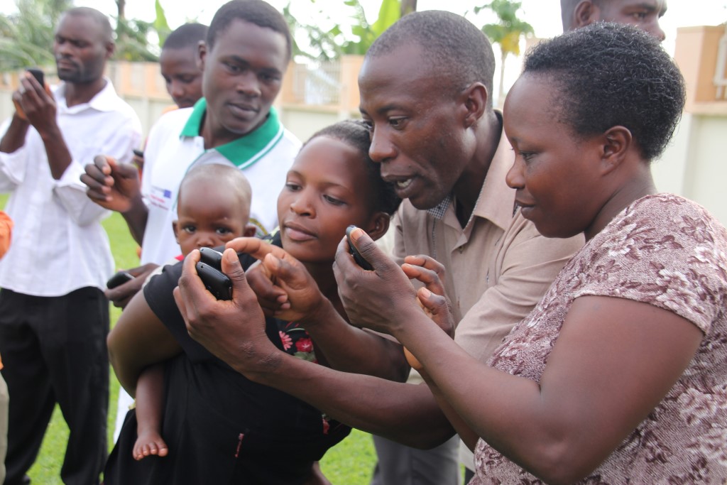 family on phone