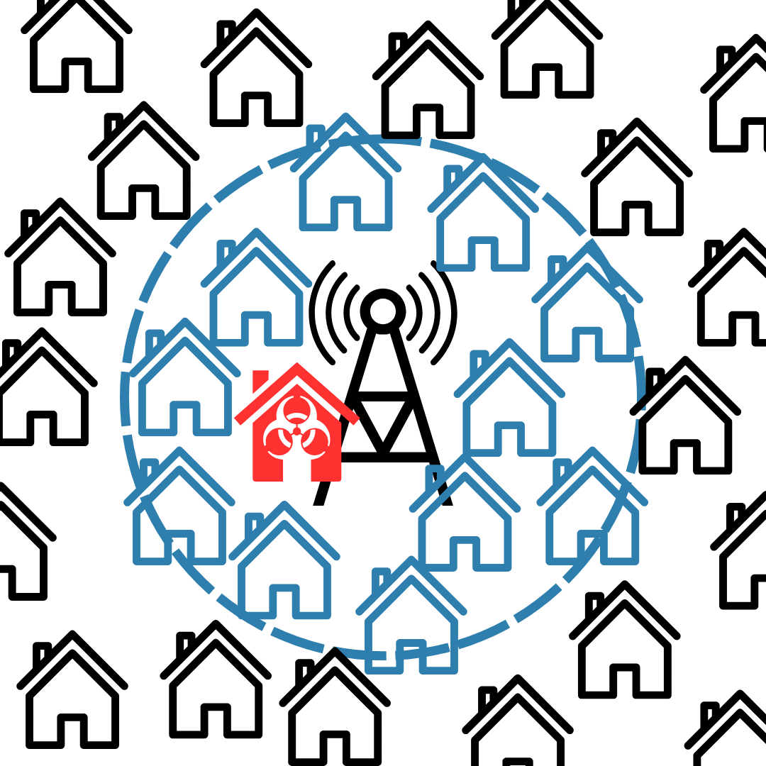 Illustration of a needle with needle and thread above a stitch